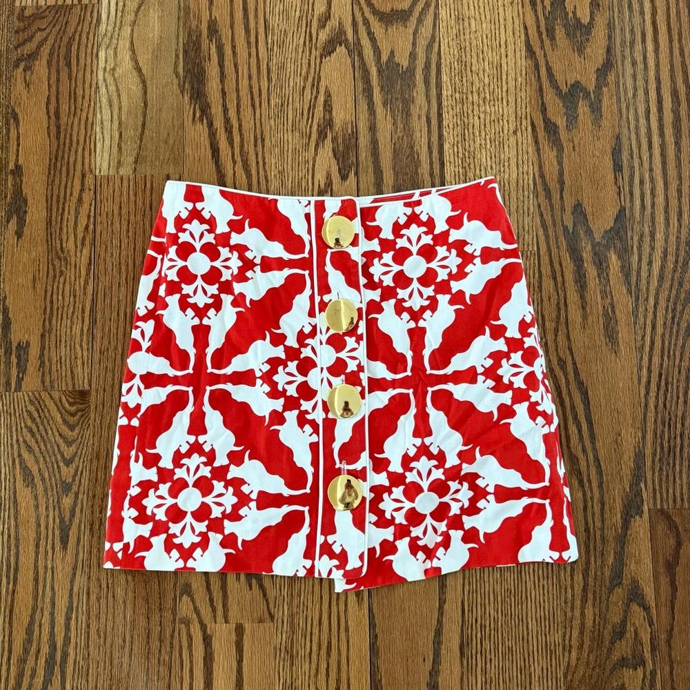 Elizabeth McKay Elephant Printed Skirt with Gold Buttons